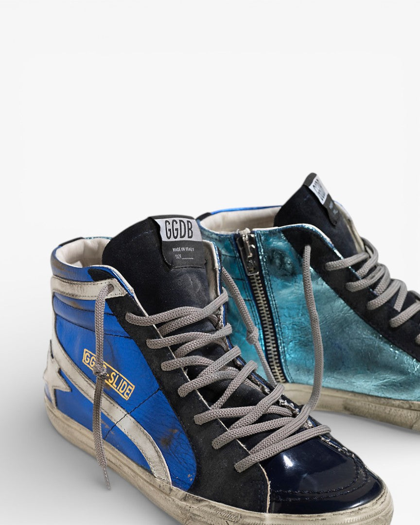 Golden Goose Slide Sneakers Pelle Star Blue Shades