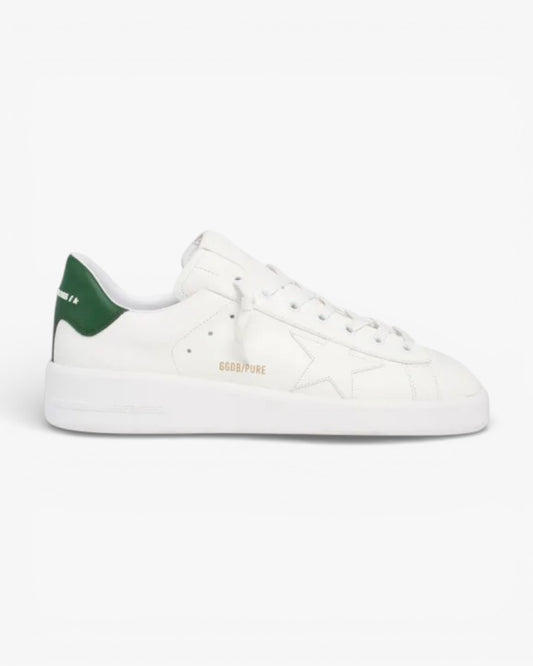 Golden Goose Purestar White Leather Sneakers Green Heel