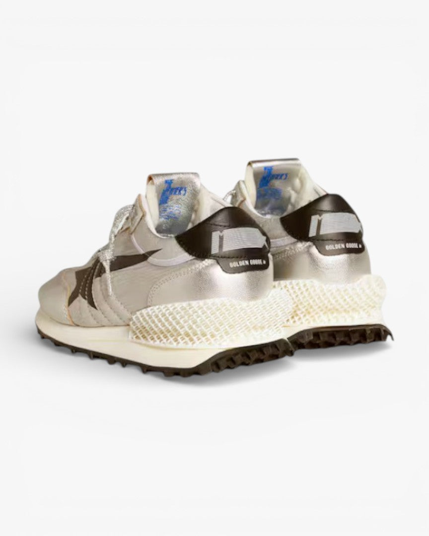 Golden Goose Marathon Red Nylon and Silver Star Sneakers