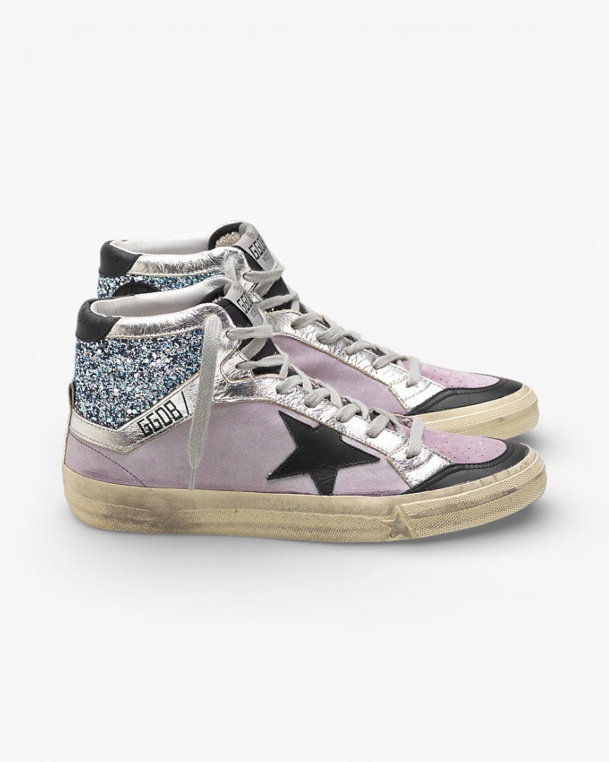 Golden Goose Hi-Star Sneakers Pink Glitter Silver Star