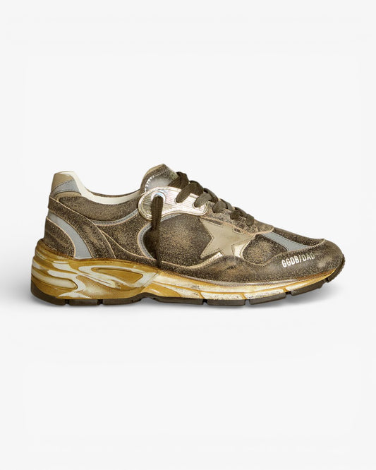 Golden Goose Running Star Olive Gold Sneakers