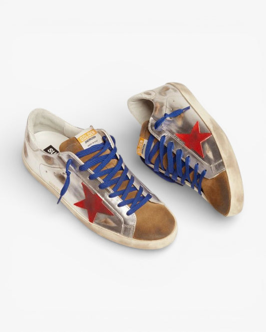Golden Goose Super-Star Sneakers with Red Star