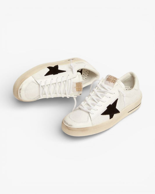 Golden Goose Stardan White Mesh Sneakers Black Suede Star
