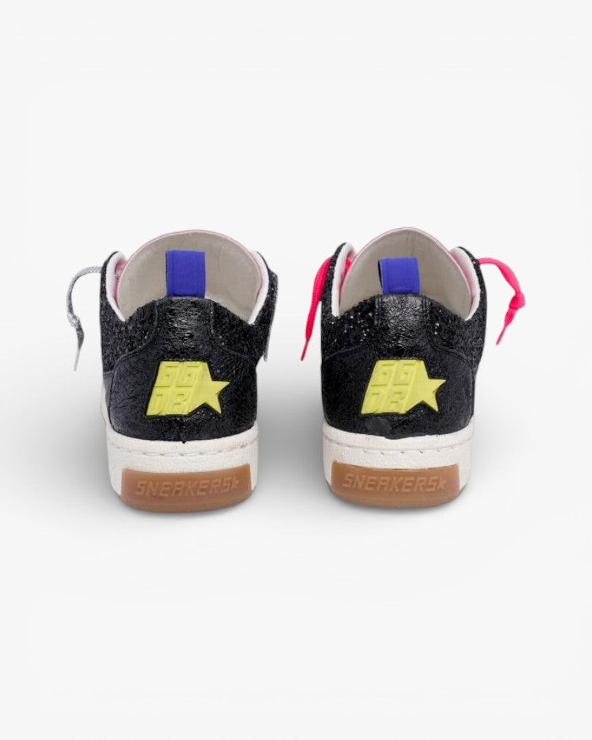 Golden Goose Yeah Black Sneakers Glitter Zebra Print Star