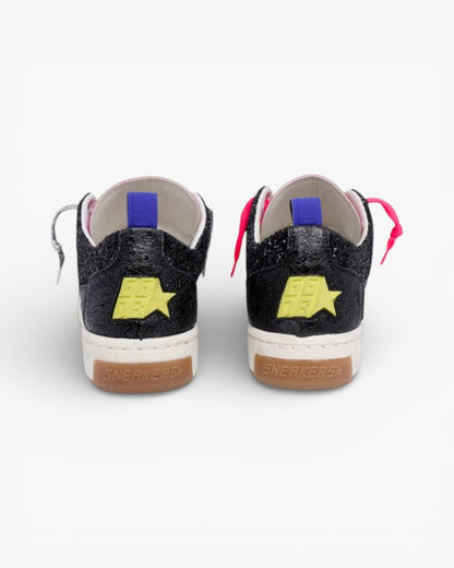 Golden Goose Yeah Black Sneakers Glitter Zebra Print Star