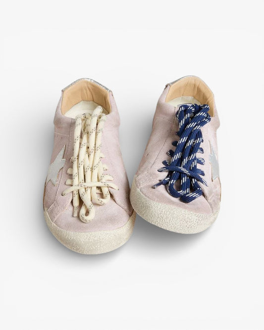 Golden Goose Leather Sneakers with Color Star and Heel Tab