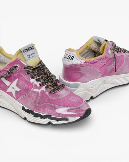 Golden Goose Fuchsia Running Sole Sneakers Raw Edges