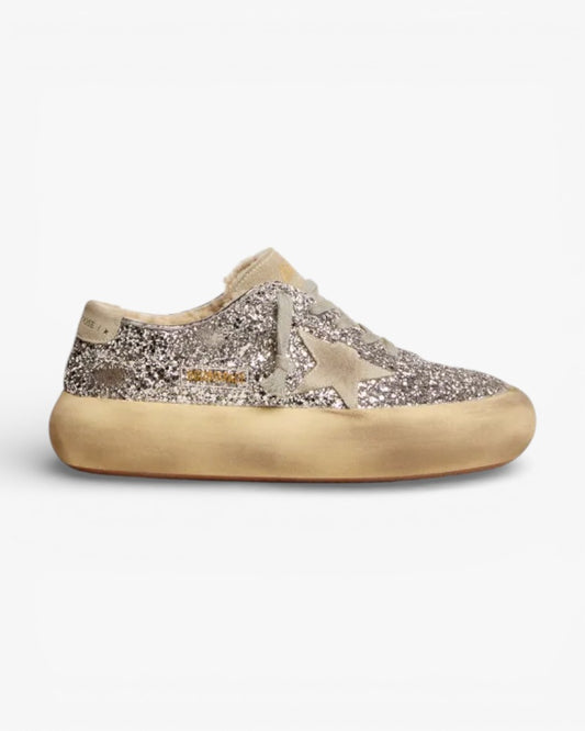 Golden Goose Space Star Silver Glitter Sneakers