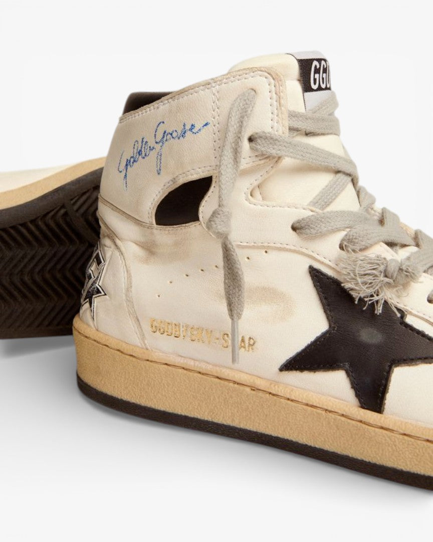 Golden Goose Sky Star White Black High Top Sneakers