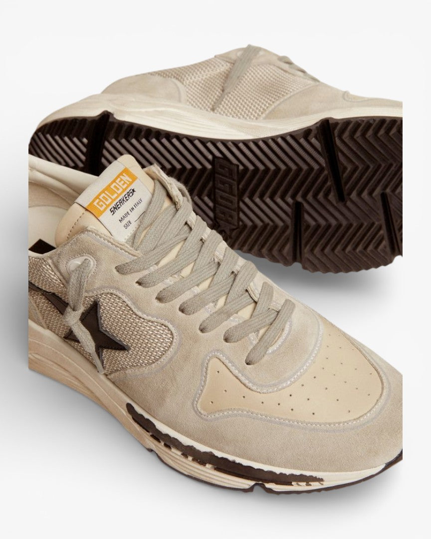 Golden Goose Running Sole Sneakers Mesh Ice-Gray Suede
