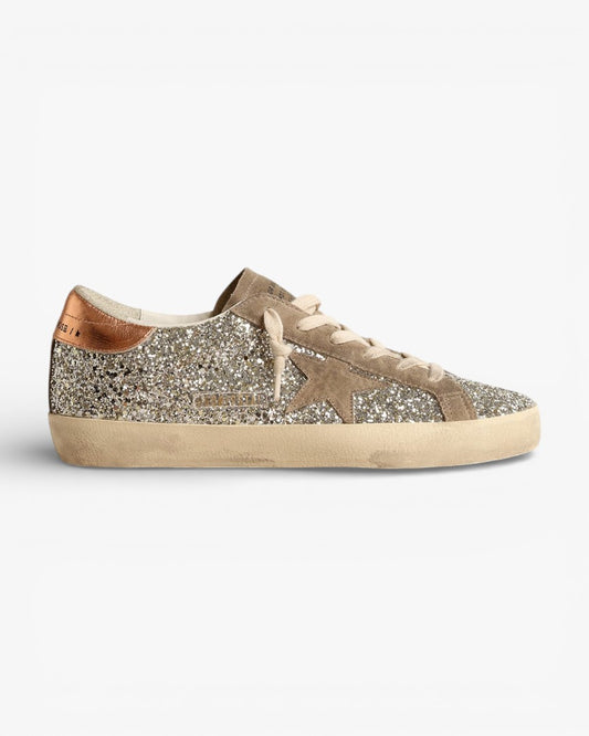 Golden Goose Super‑Star Sneakers Platinum Glitter Dove Gray