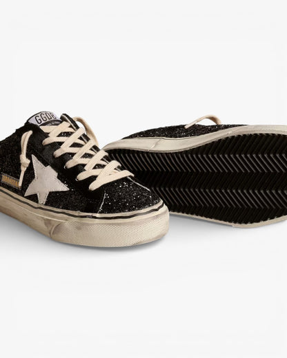 Golden Goose Super-Star Sabots Black Glitter White Bio-Based Star