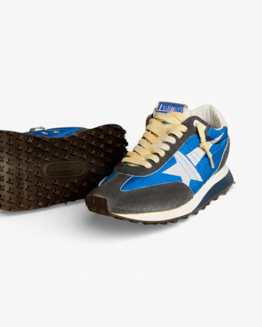 Golden Goose Marathon White Nylon and Silver Star Sneakers
