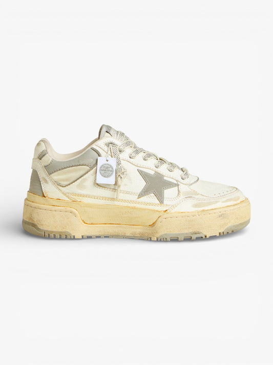 Golden Goose Forty2 White Leather Sneakers with Black Star and Silver Heel Tab