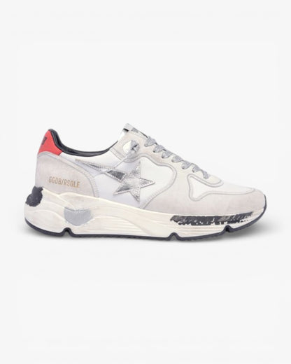 Golden Goose Running Sole Sneakers Red Heel Tab Silver Star