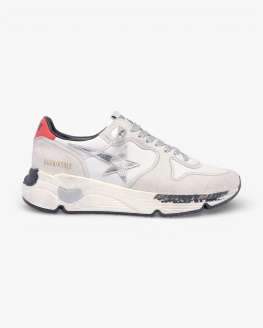 Golden Goose Running Sole Sneakers Red Heel Tab Silver Star