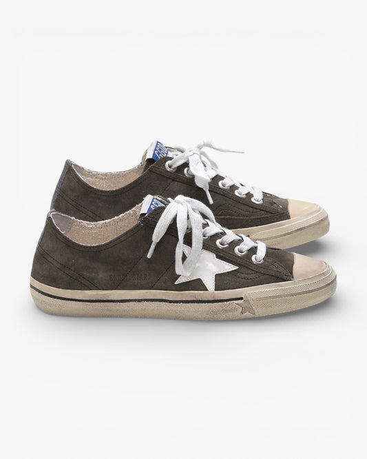 Golden Goose V STAR 2 Suede Star Glitter Heel Sneakers