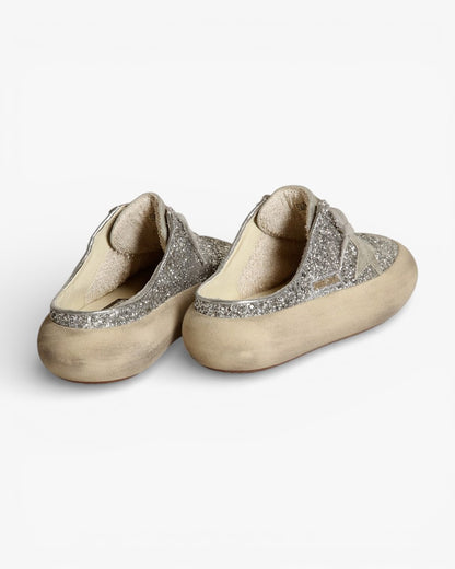 Golden Goose Space Star Silver Glitter Suede Accent Sabot Sneakers