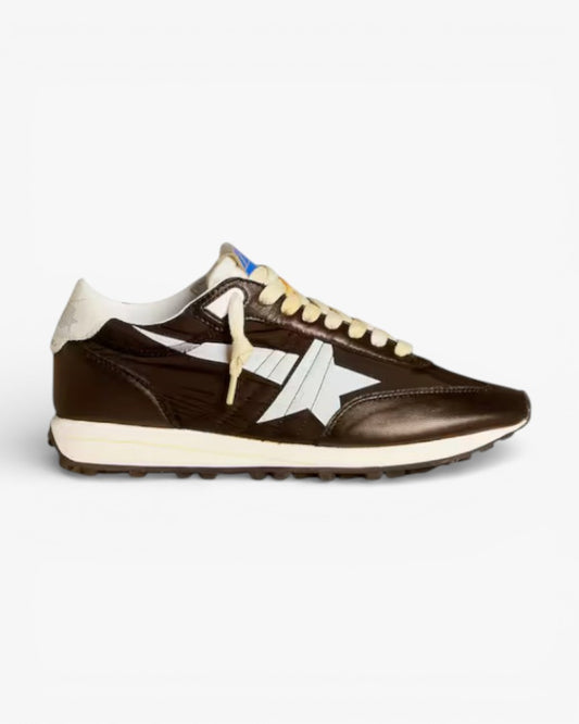 Golden Goose Marathon Brown Leather Sneakers with Silver Star Detail