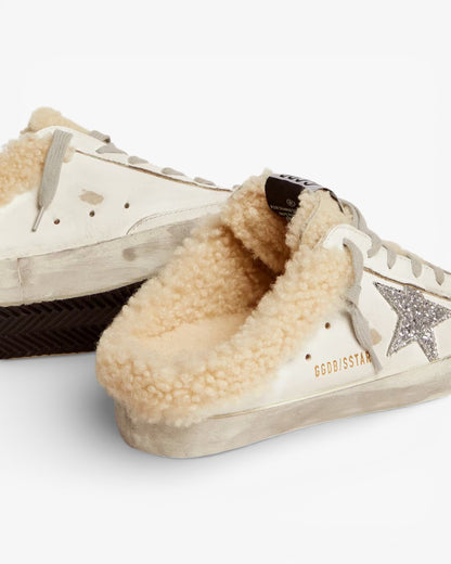 Golden Goose Women’s Super-Star Sabot White Leather Shearling Lining