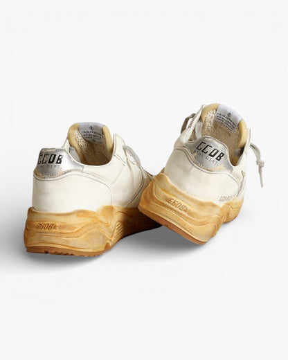 Golden Goose Running Sole Sneakers Star Heel Tab Leather Silver Digital Print