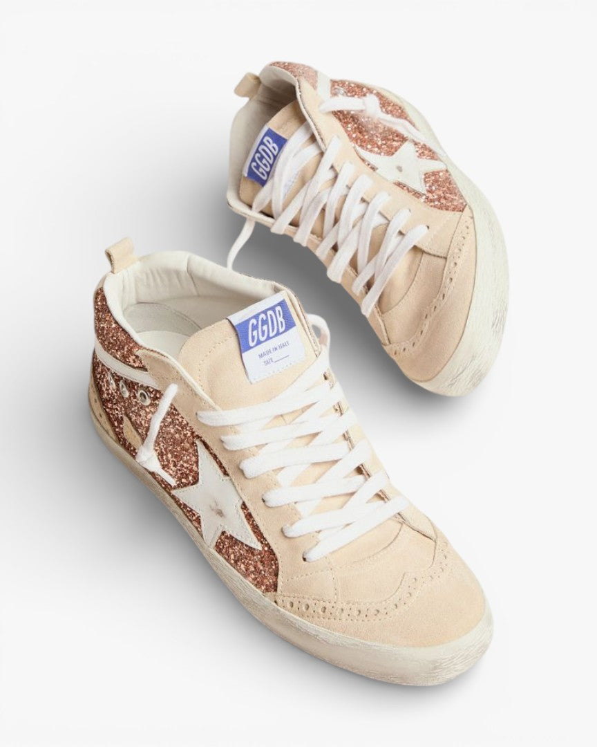 Golden Goose Mid Star Sneakers Pink-Gold Glitter
