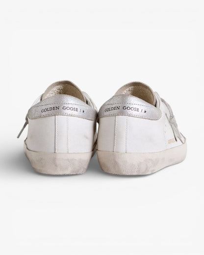 Golden Goose Women’s Super-Star Gray Suede Star Silver Glitter Inserts