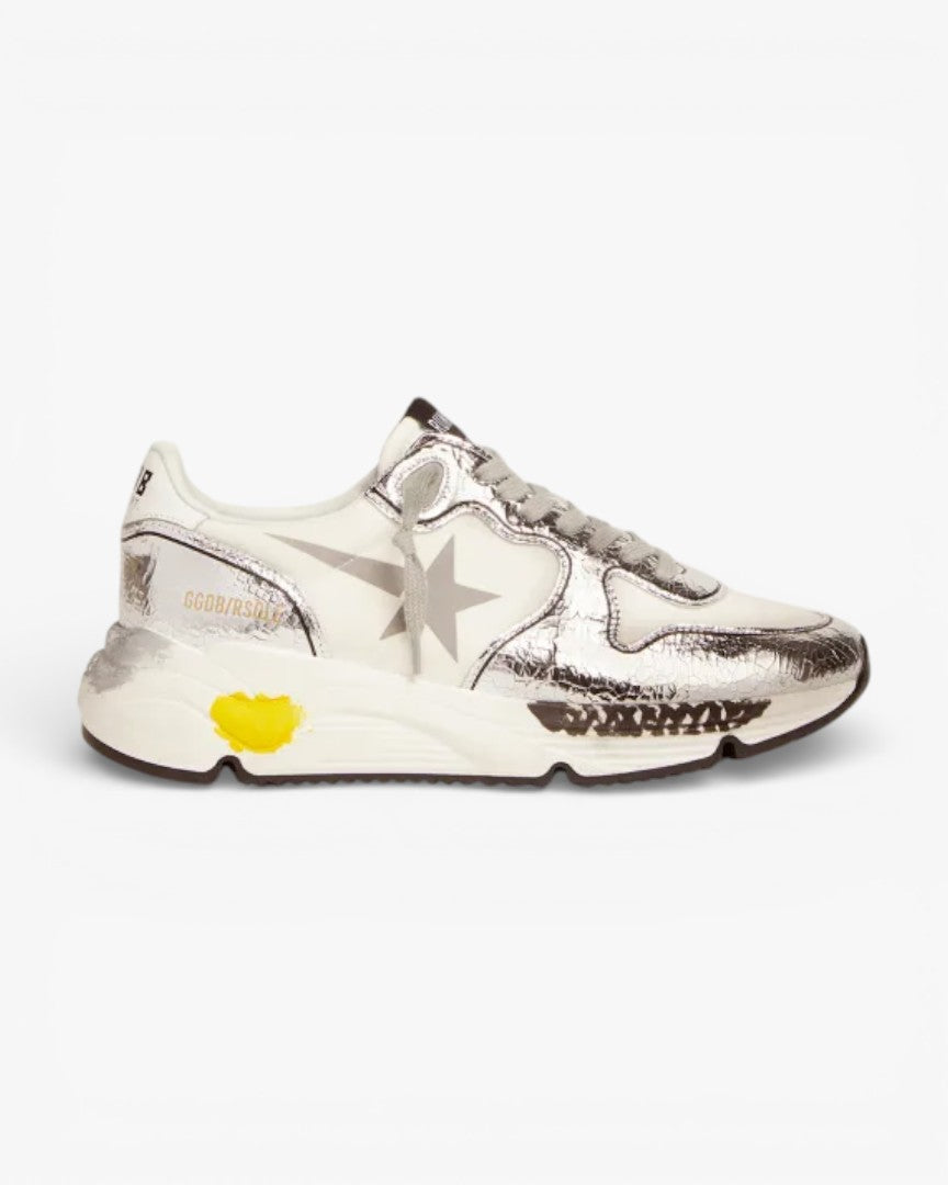 Golden Goose Silver White Running Sole Sneakers