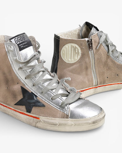 Golden Goose FRANCY Sneakers Camoscio Stella Pelle Skin Silver