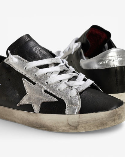 Golden Goose Archive Super-Star Sneakers with Black Leather and Silver Star