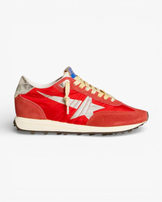 Golden Goose Marathon Red Nylon and Silver Star Sneakers