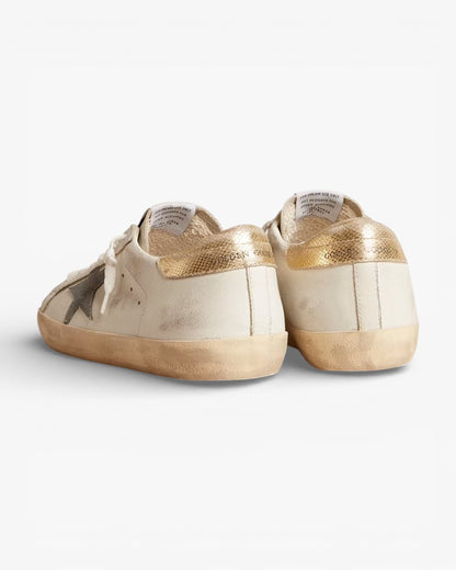Golden Goose Super-Star Suede Star Platinum Snake-Print Leather Heel Tab