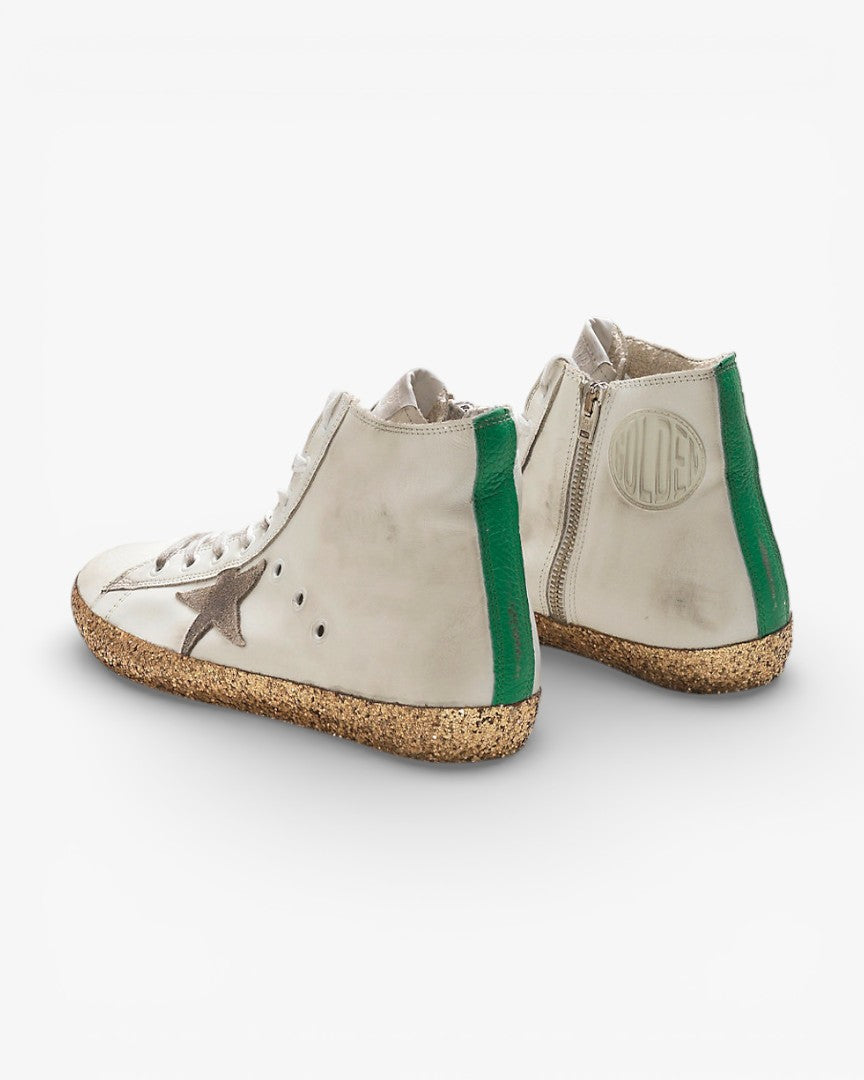 Golden Goose FRANCY Sneakers White Calf Leather Suede Star Contrasting Heel Tab