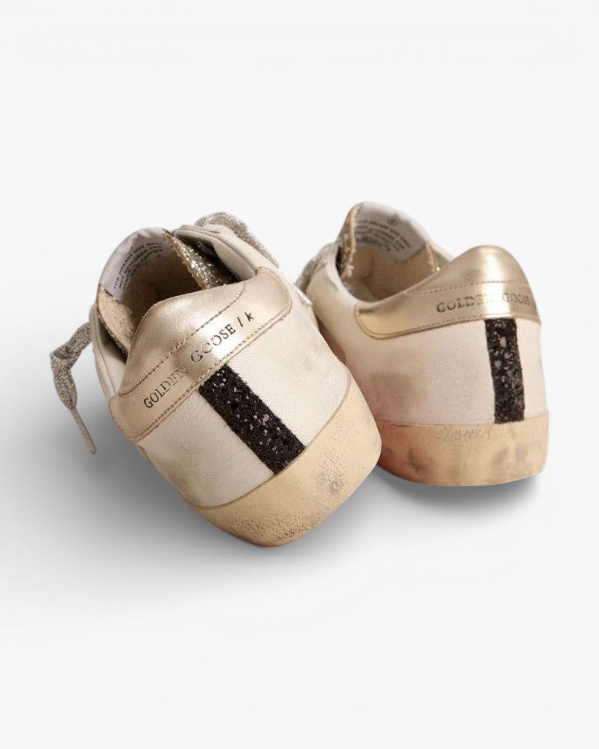 Golden Goose Super‑Star Sneakers Platinum Glitter Tongue Leopard Pony Skin Star