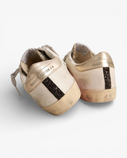 Golden Goose Super‑Star Sneakers Platinum Glitter Tongue Leopard Pony Skin Star