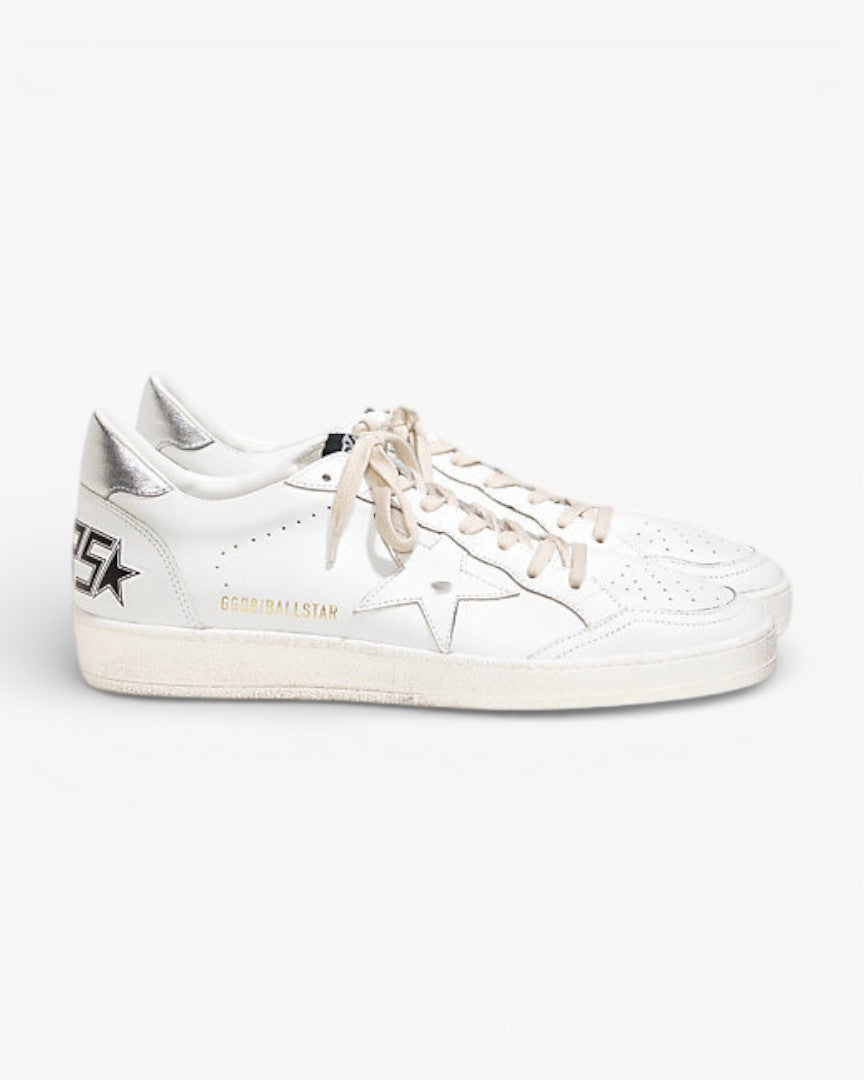 Golden Goose Ball Star Sneakers White Leather Silver Star