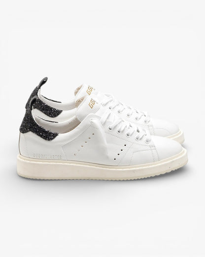 Golden Goose Starter Sneakers G30WS631.D5 Natural Calf Leather Glitter Heel Tab