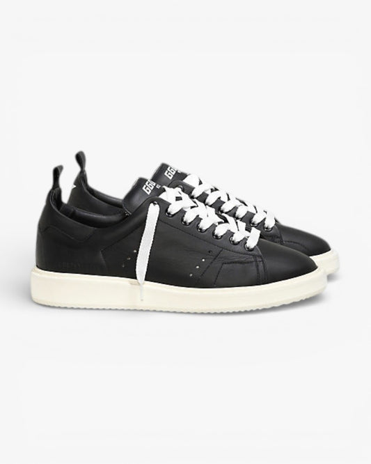 Golden Goose Black White Calf Leather Starter Sneakers with White Sole