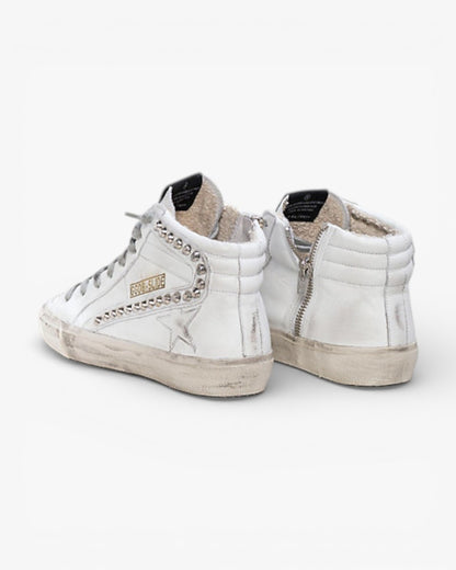 Golden Goose SLIDE Sneakers White Leather Studs Leather Star