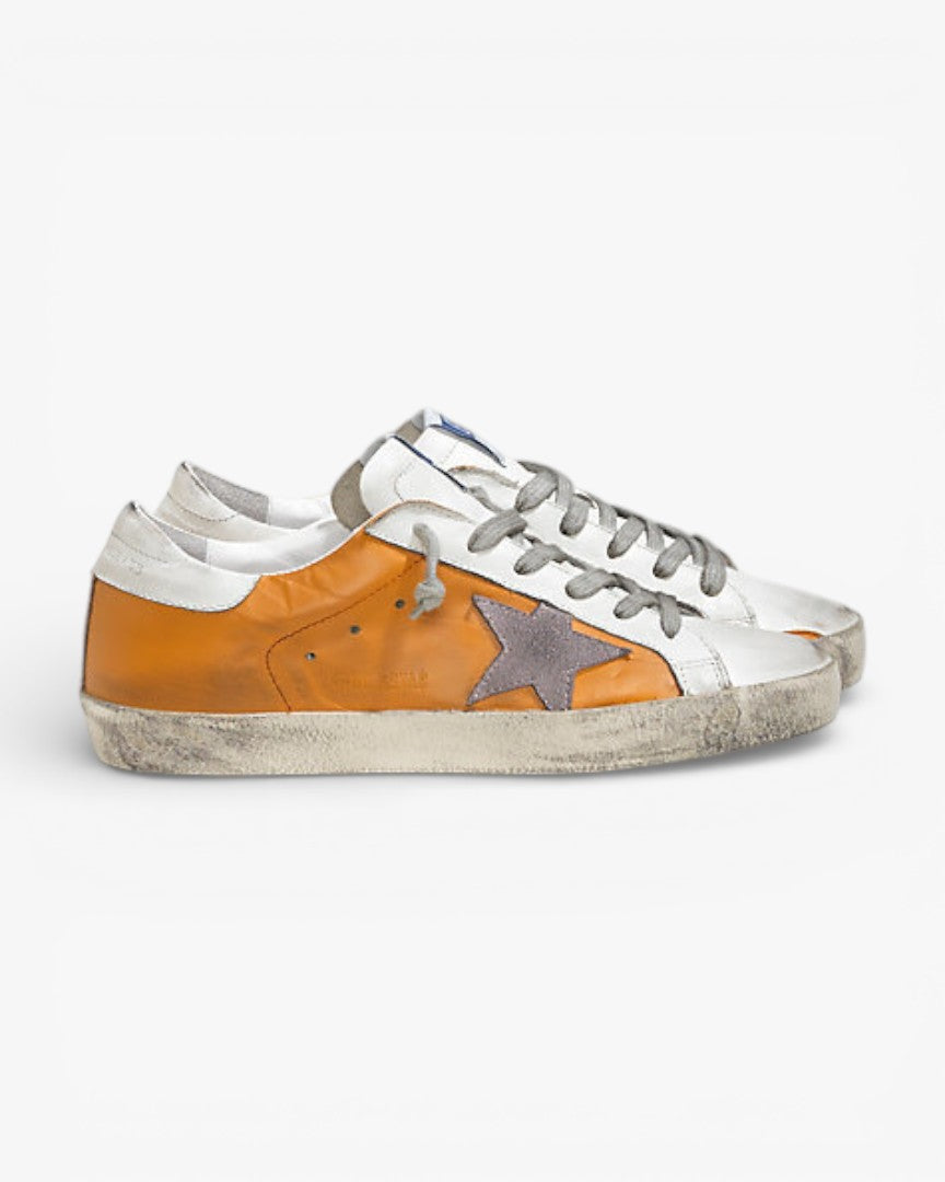 Golden Goose Super Star Leather Sneakers Suede Star Beige White Violet