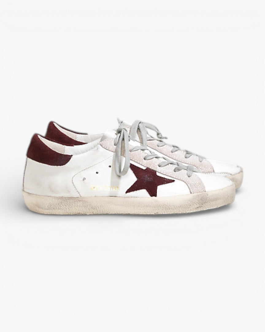 Golden Goose Super‑Star Sneakers White Leather Purple Suede Star