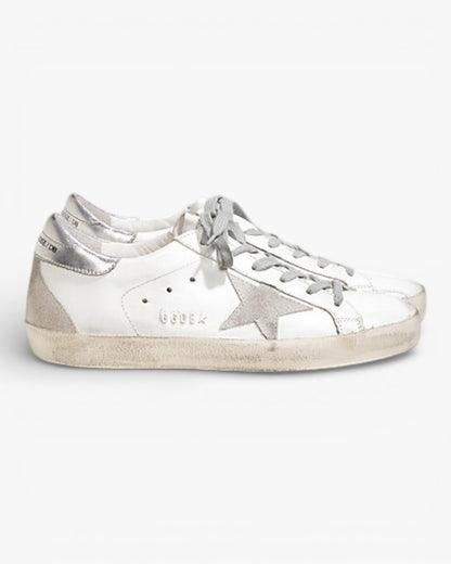 Golden Goose Super‑Star Sneakers White Silver Suede Leather