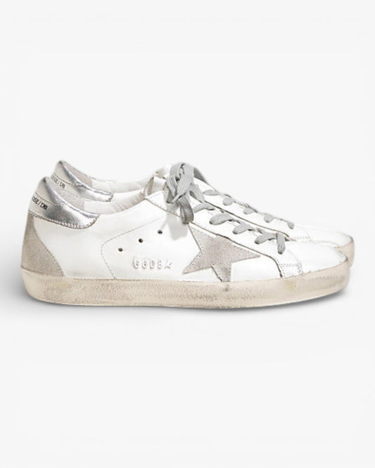 Golden Goose Super‑Star Sneakers White Silver Suede Leather
