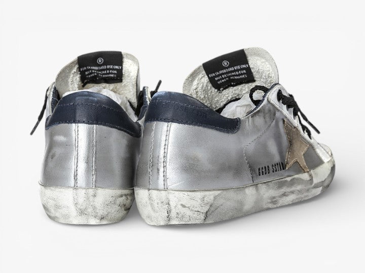 Golden Goose Super-Star Sneakers Leather Suede Star Silver Arch No Stitching