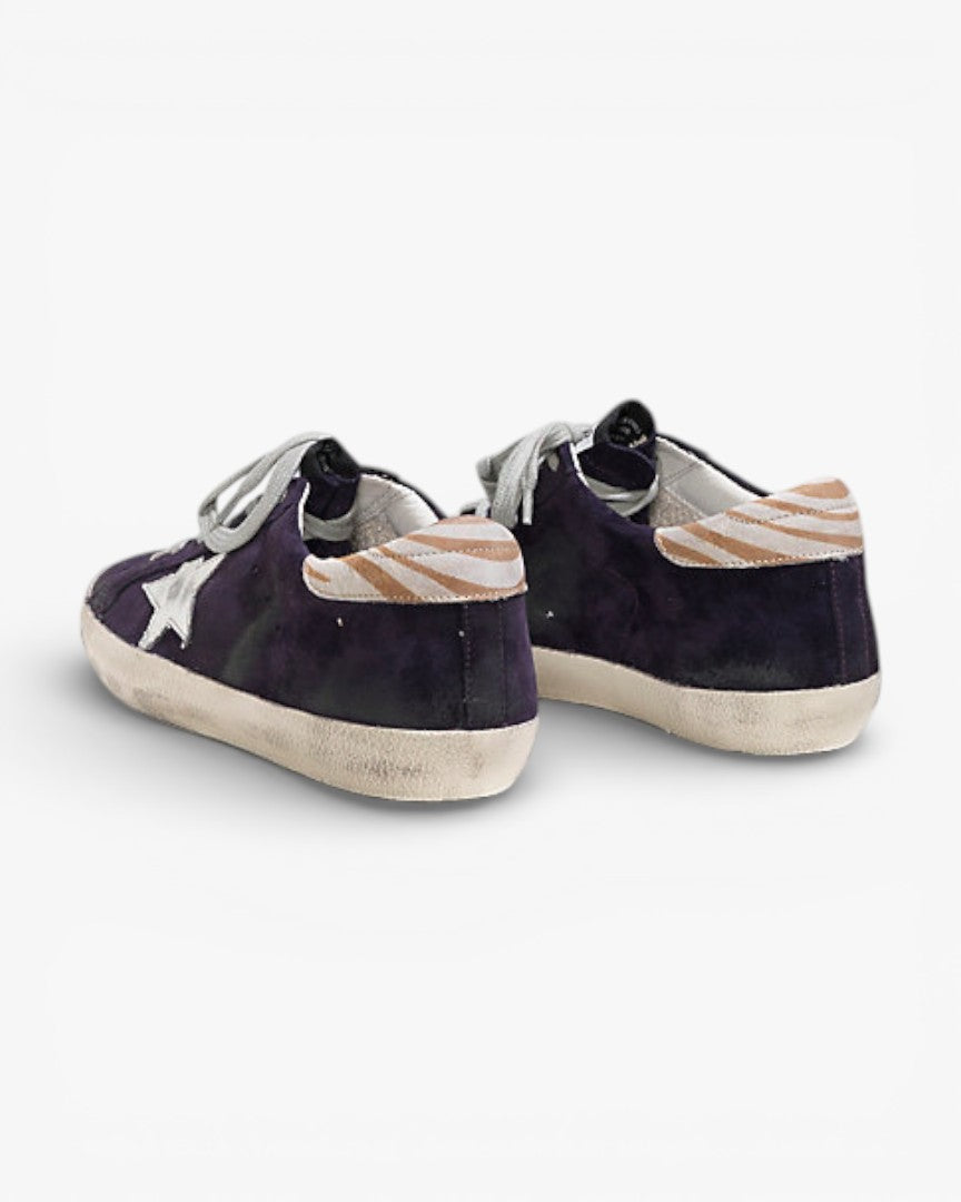 Golden Goose Super‑Star Sneakers Grape Suede Silver Laminated Star