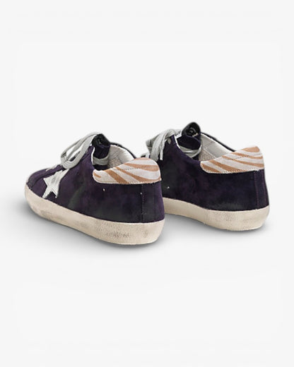 Golden Goose Super‑Star Sneakers Grape Suede Silver Laminated Star