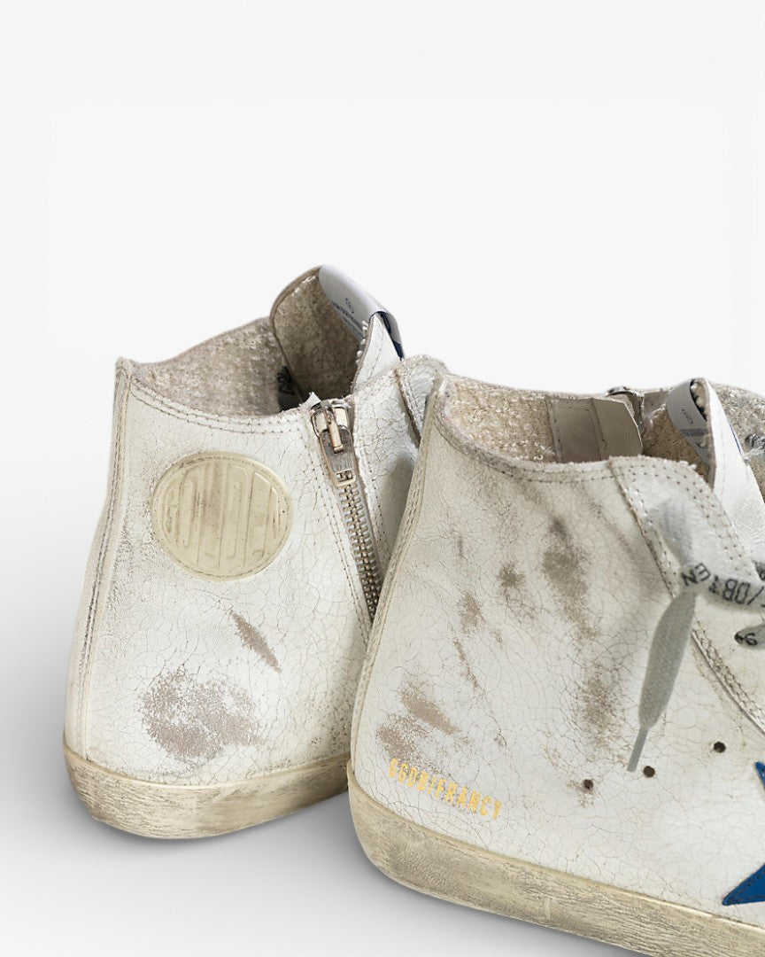 Golden Goose FRANCY Sneakers Pelle Stella Pelle White Marble Bluette