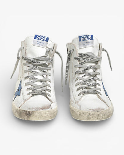 Golden Goose FRANCY Sneakers Pelle Stella Pelle White Marble Bluette