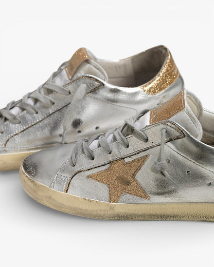 Golden Goose Super-Star Sneakers with Silver Gold Leather Star