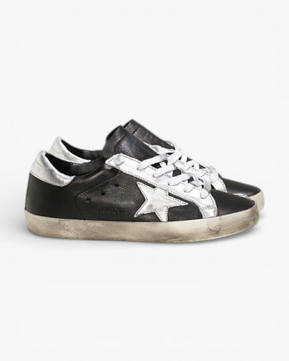 Golden Goose Archive Super-Star Sneakers with Black Leather and Silver Star